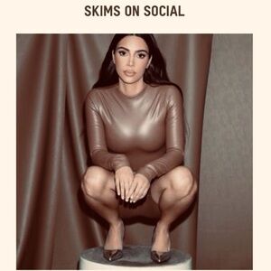 NWT‎ Skims Size 2X Cocoa Brown Faux Leather Bodysuit Mock Neck Raw Cut Soft